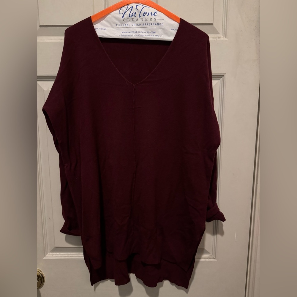 Zenana Outfitters Deep Burgundy Tunic Sweater